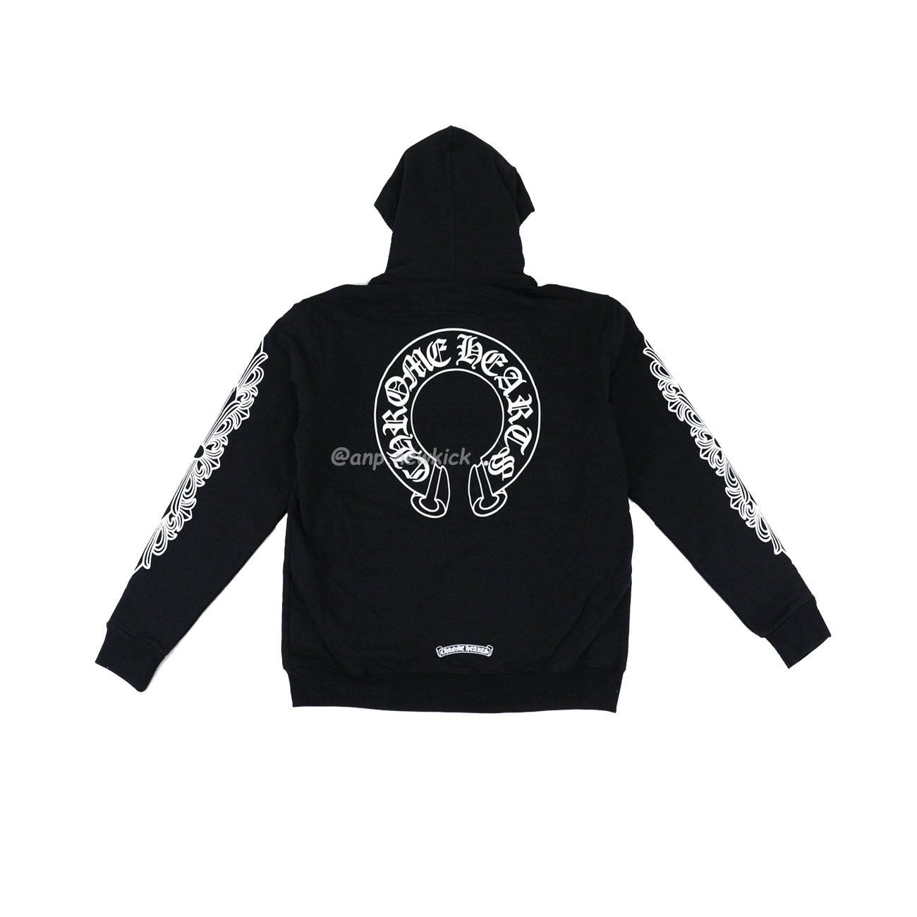 Chrome Hearts Horseshoe Floral Cross Sleeve Fleece Zip Hoodie (2) - newkick.vip